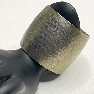 Wide Metal Cuff Hammered Gold Tone Metal